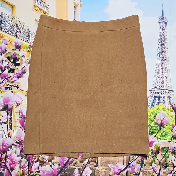 J. Crew Dresses & Skirts - J. Crew Tan Pencil Wool Blend Skirt Size 6